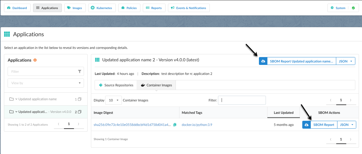 Container Images SBOM Report