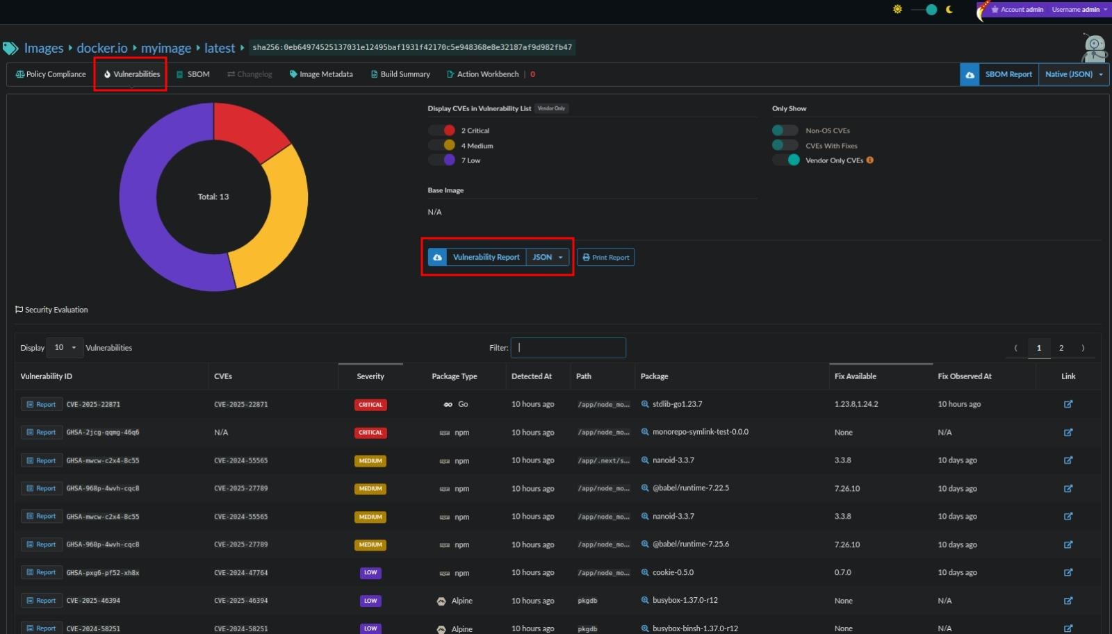 Vulnerability list