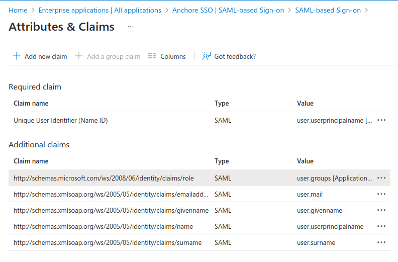 Azure Add group claim