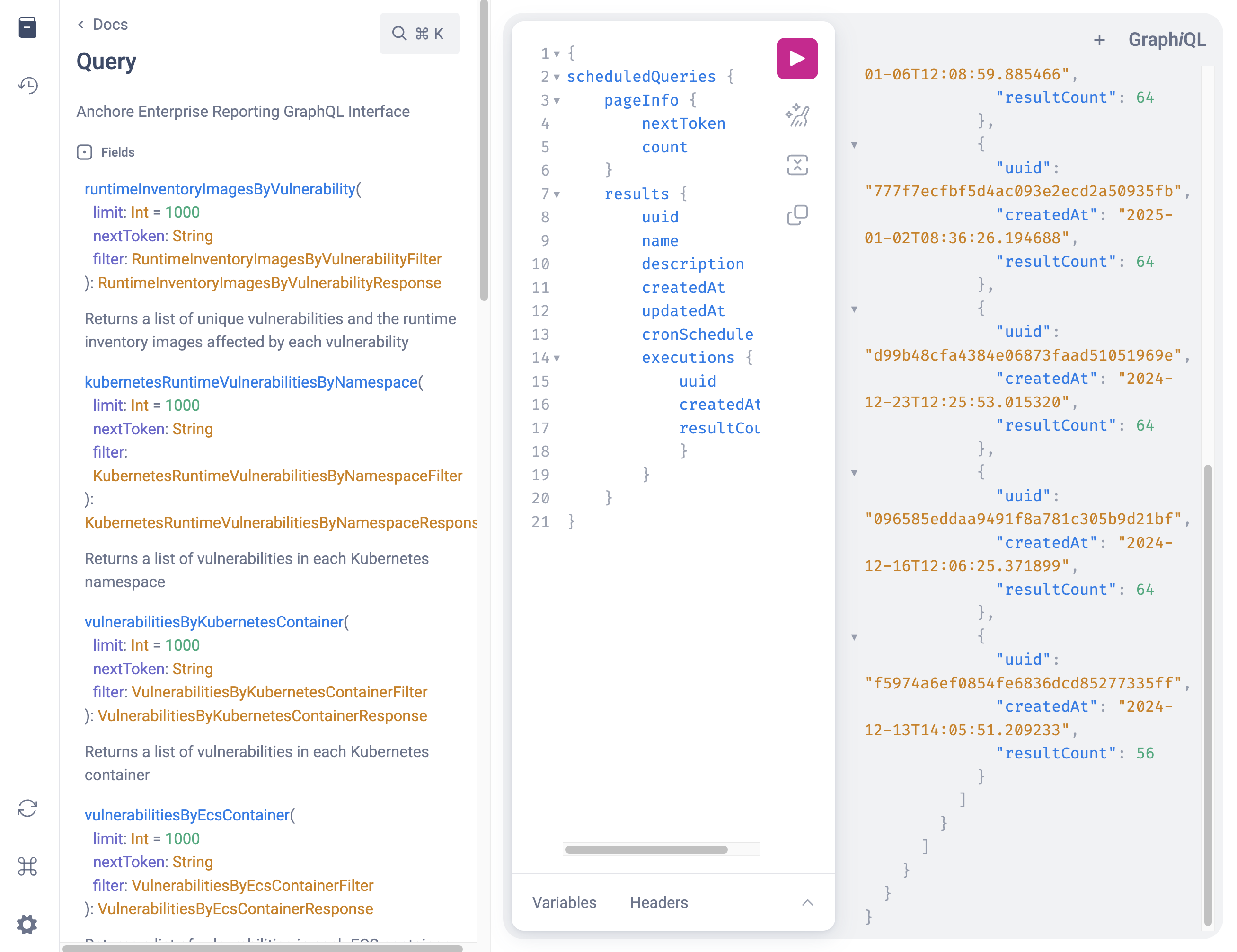 Reports GraphQL Example