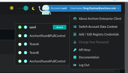 Anchore switch accounts