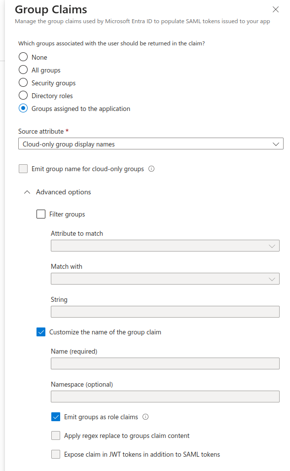 Azure Configure group claim