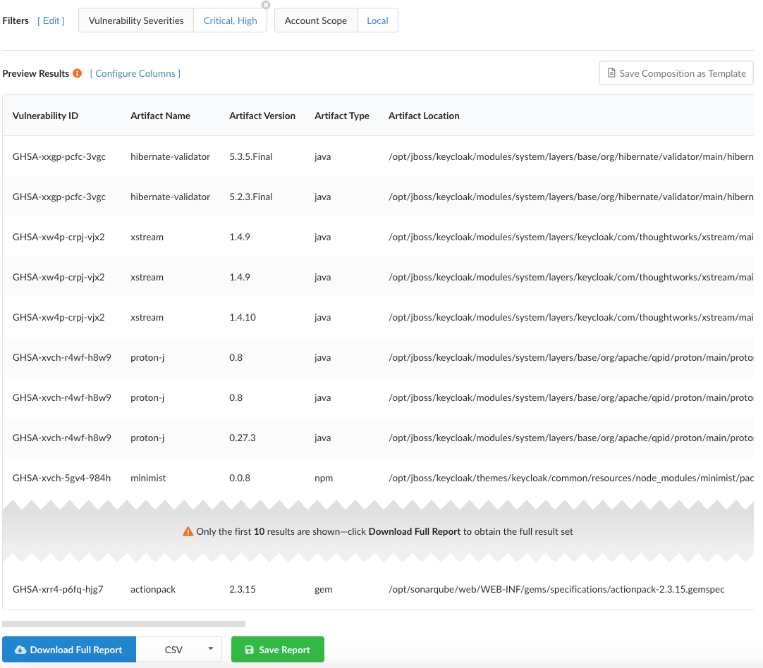 Selected Report View