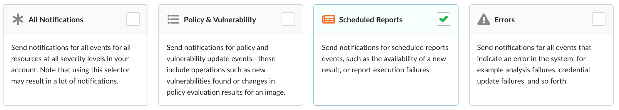 UI Report Notifications Config